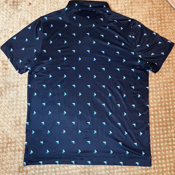 Deolax Navy All Over Drinks Print Polo Shirt Men's M Golf Flex Grapic Polo - Picture 9 of 10